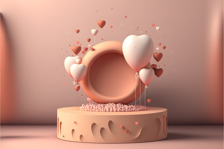 Valentine's day background. 3d rendering, 3d illustration.の写真素材
