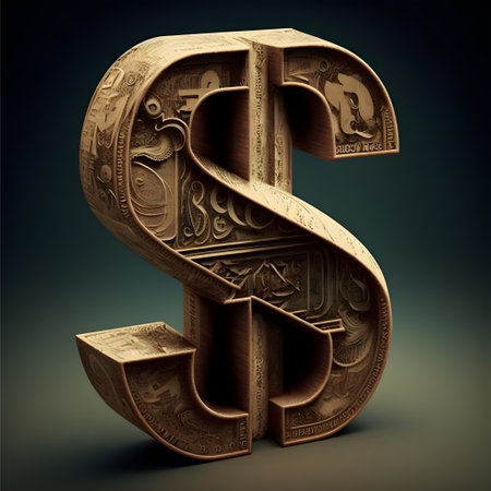 Dollar symbol on a dark background. 3d render illustration.の写真素材