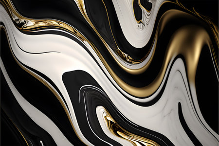 Black and white marble background with gold pattern. 3d rendering, 3d illustration.の写真素材