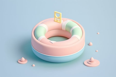3d rendering of swimming ring in pastel colors with inflatable ring
