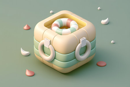 3d rendering of a baby shower in the form of a gift boxの写真素材