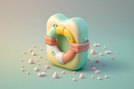 3d rendering of an orthopedic denture in pastel colorsの写真素材