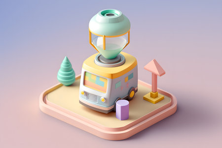 3d isometric robot on the phone. 3d illustration.の写真素材