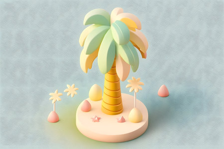 3d render of palm tree on abstract background. Summer concept.の写真素材