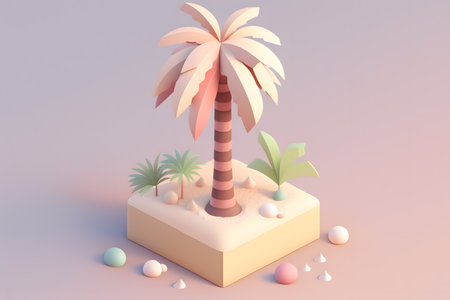 3d render of palm tree on the island. Summer concept.の写真素材