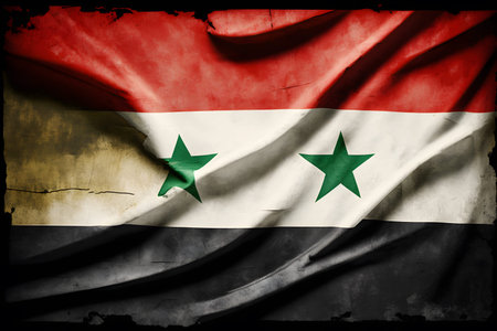 Syria grunge flag. Textured paper background. 3D rendering.の写真素材