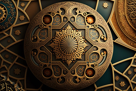 3D illustration, 3D rendering, Islamic decorative pattern, ornate backgroundの写真素材