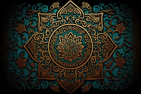 Arabic pattern on a dark blue background. Illustration for your design