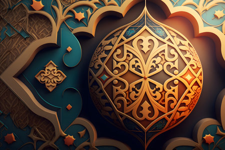 3D illustration, 3D rendering, Islamic background, Eid Mubarak, Eid al Fitrの写真素材