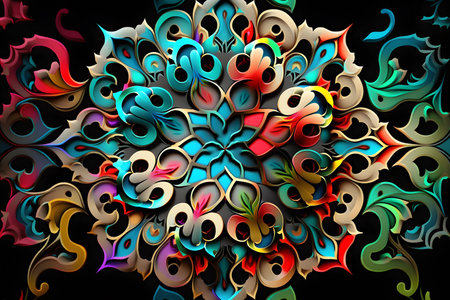Abstract colorful background. Psychedelic fractal texture. Digital art. 3D rendering.の写真素材