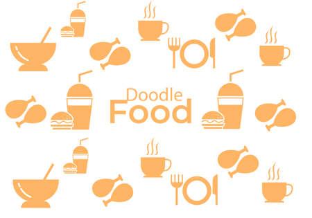 doodle food seamless pattern ilustrationのイラスト素材