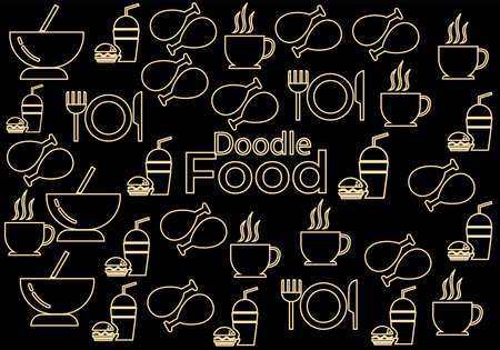 doodle food seamless pattern ilustrationのイラスト素材