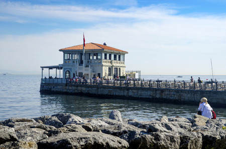 Istanbul, Turkey - May 29, 2016: Historical Moda Port of Moda, Istanbul, Turkey. Istanbul's Kadikoy district, was built in 1915 by architect Vedat Tek. Moda  Historical Wharf, and indigenous people of the region, there are many arts and foreign statesmen のeditorial素材