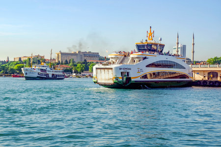 Istanbul, Turkey - May 29, 2016:  The new ferry for Istanbul, Kadikoy Pier. all designed by Turkish...