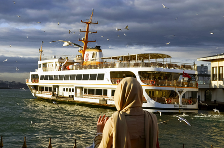 Istanbul, Turkey - January 19, 2013: Istanbul Ferries  (called vapur in Turkish) continue to serve as a key public transport link for many Thousands of commuters, tourists and vehicles per day.のeditorial素材