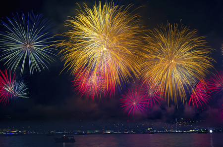 Istanbul Strait Fireworks Show (Turkey, October 29 Republic Day Celebrations)の写真素材