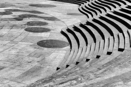 Stairs Architecture background. flat and circular staircase that surrounds a large areaの写真素材