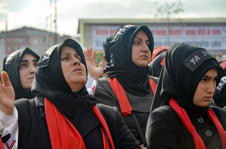 Istanbul, Turkey - November 3, 2014: Universal Ashura Mourning Ceremony. Day of Ashura.A Universal Ashura Mourn Ceremony, was held in Istanbul to commemorate the martyrdom of Husain ibn Ali, the grandson of the Prophet Muhammad and his 71 friends.のeditorial素材