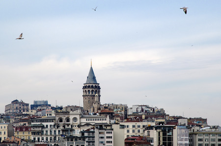 Galata Tower from icons of Istanbul. A fortress located in the Galata district of Istanbul. The structure was built in 528 years, it is among the most important symbols of the city.のeditorial素材