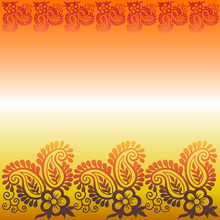 Paisley and flowers design with borderのイラスト素材