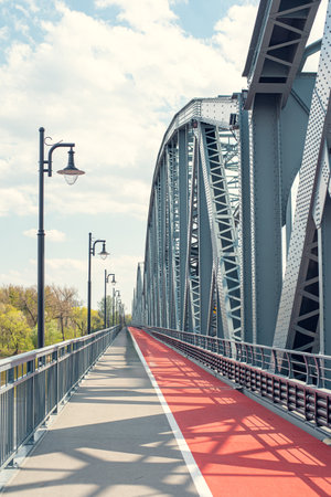 Scenic view of the city of ToruÅ, Poland, from a bridge, showcasing the city's historic architecture and riverside beautyの写真素材