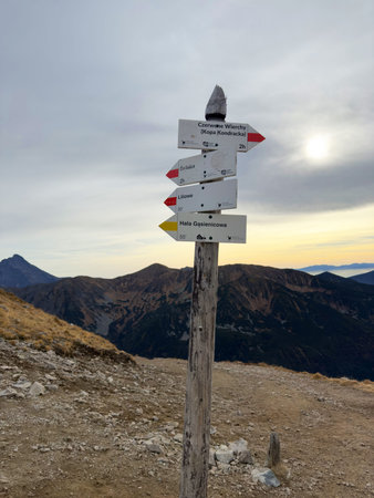 Views from Kopa Kondracka toward the Slovak Tatras, Slovakia, revealing expansive alpine landscapes...