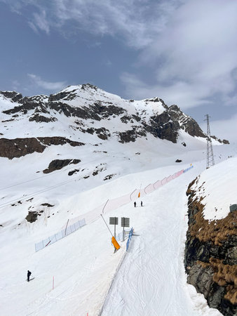 Snow-covered Alps at Monte Rosa, Italy, breathtaking winter scenery