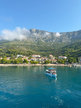 Boats on the Adriatic Sea near Drvenik, Croatiaの写真素材
