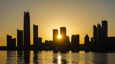 Qingdao city scenery seaside sunsetの写真素材