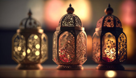 Arabic lanterns for Ramadan Kareem. Selective focus.の素材