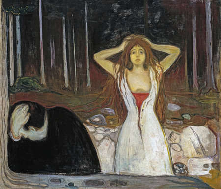 Edvard Munch, Ashes, (Norsk: Aske - EspaÃ±ol: Cenizas) is an oil painting on canvas 1895 - by Norwegian painter Edvard Munch  (1863â1944).のeditorial素材