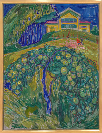 Edvard Munch, Apple Tree in the Garden is an oil painting on canvas by Norwegian painter Edvard Munch  (1863â1944).&#xA;のeditorial素材