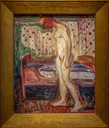 Edvard Munch, Weeping Woman is an oil painting on canvas 1907 - by Norwegian painter Edvard Munch  (1863â1944). &#xA;のeditorial素材