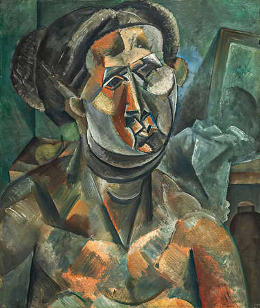 Pablo Picasso,  Head of a Woman (Franzosisch: TÃªte de femme) is an oil painting on canvas 1909 - by a Spanish painter, Pablo Ruiz Picasso (1881 â 1973)のeditorial素材