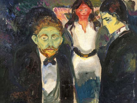 Edvard Munch, Jealousy is an oil painting on canvas 1907 - by Norwegian painter Edvard Munch  (1863â1944).のeditorial素材