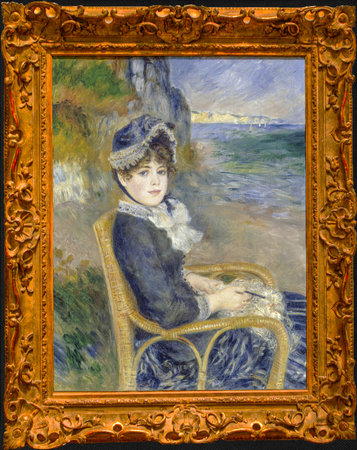 Auguste Renoir, CBy the Seashore, is an oil painting on Canvas 1883 - by French painter, sculptor, Pierre-Auguste Renoir  (1841â1919).のeditorial素材