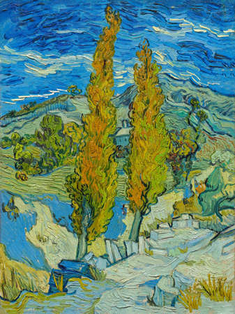 The Poplars at Saint-Remy 1889 Post-Impressionism, Oil on canvas, by Vincent van Gogh (1853-90) / Dutch.のeditorial素材