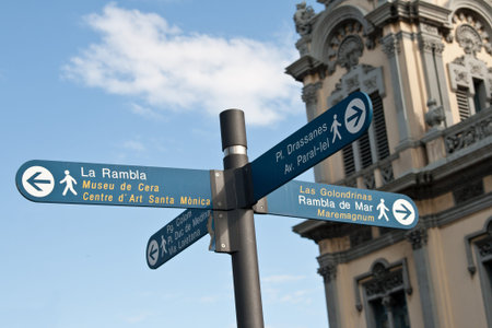 La Rambla sign in Barcelona, Spain