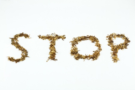 Written stop with tobaccoの写真素材