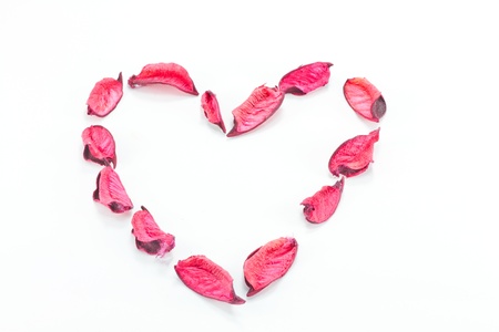 Rose petals in heart shapeの写真素材