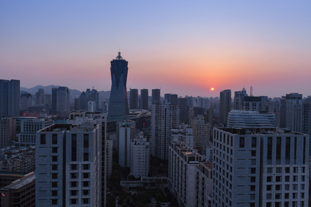 West Lake cultural square during sunsetのeditorial素材
