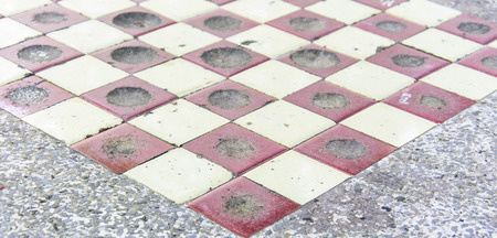 moldy checkers playing  field on a old marbel  tableの写真素材