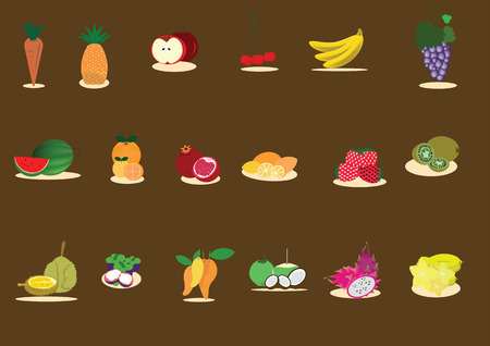 many kind of tropical fruitのイラスト素材