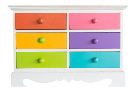 colorful of accessories cabinet with drawer isolated on white backgroundの写真素材