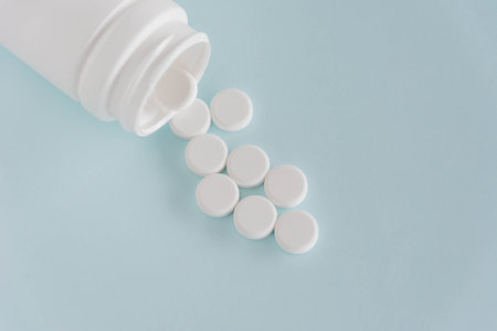 pills medicine and pills bottels on white background