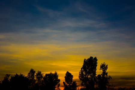 silhouette of old city with twilight background and reflection on lakeの写真素材