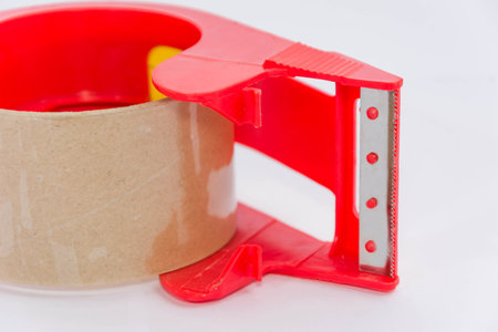 Scotch Transparent Tape and holder on white backgroundの写真素材