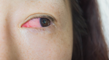 The human eye with symptoms of conjunctivitisの写真素材