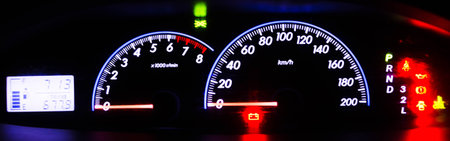 abstract motion blur of light with car's Speedometer illuminated