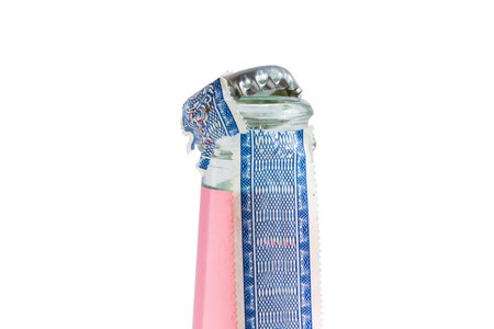 alcohol duty label on bottle isolated on white